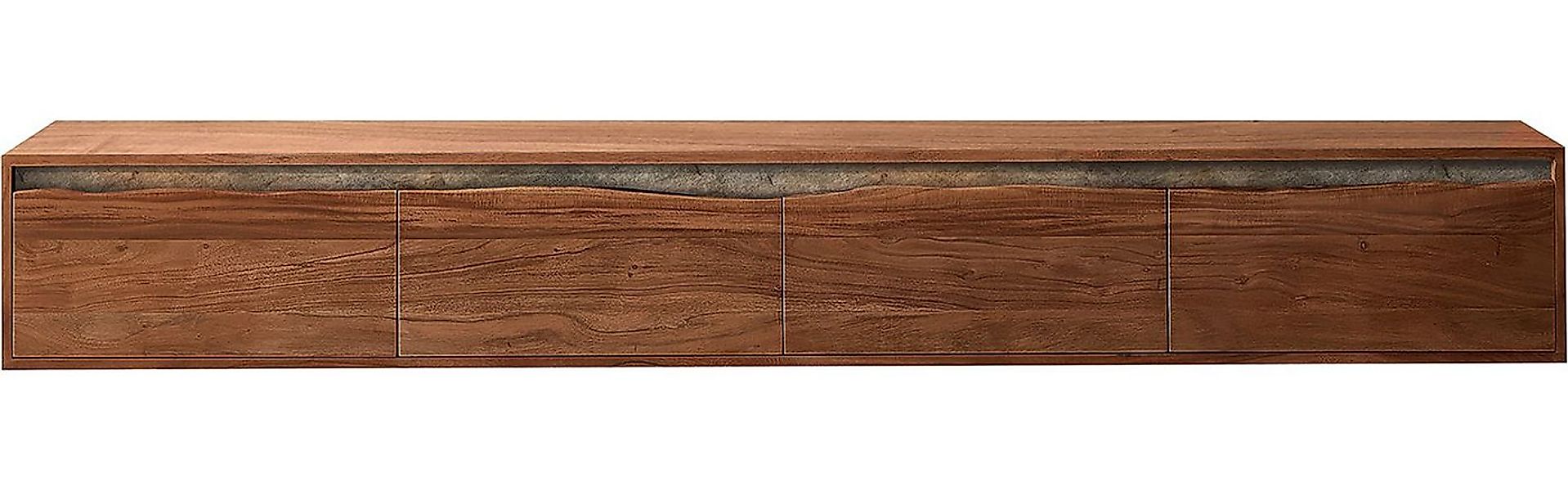 DELIFE Lowboard Stonegrace, Akazie Braun Baumkante 220 cm 4 Türen Schwebend günstig online kaufen