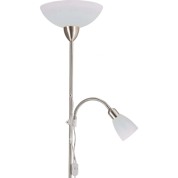 Deckenfluter Pienza mit Leseleuchte Nickel Weiß H: ca. 180cm günstig online kaufen