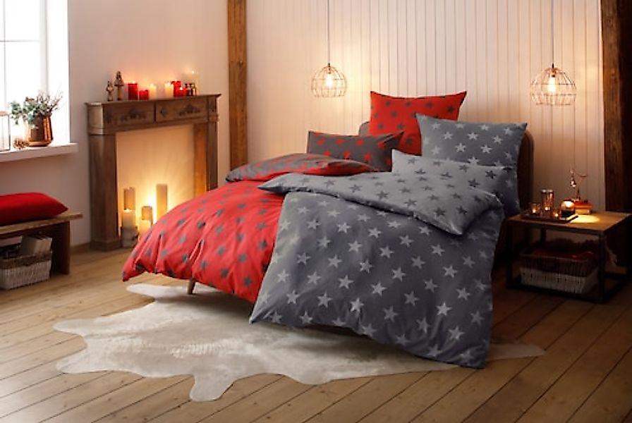 my home Wendebettwäsche »STELLA« 3 Stk. tlg. Bettwäsche mit Sternen, Weihna günstig online kaufen