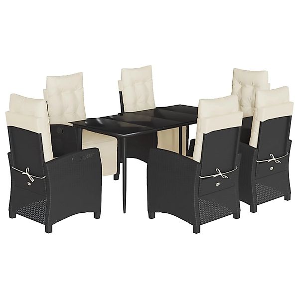 vidaXL 7-Tlg Garten-Essgruppe mit Kissen Schwarz Poly Rattan 3212950 günstig online kaufen