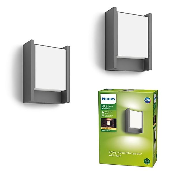 LED Wandleuchte Arbour in Anthrazit 6W 600lm IP44 Doppelpack günstig online kaufen