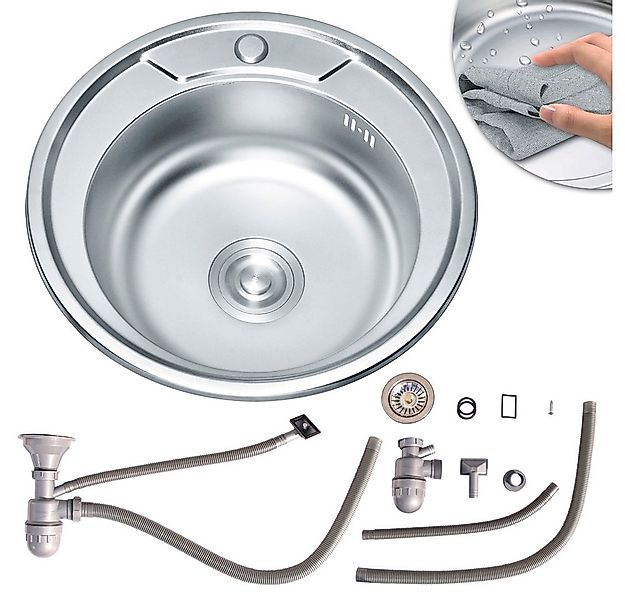 Mucola Küchenspüle Edelstahlspüle 50CM Edelstahl Spülbecken, Küchen, rund, günstig online kaufen