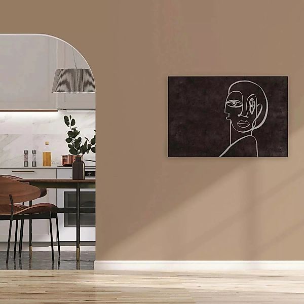 Bricoflor Leinwandbild Abstrakt Schwarz Weiß Modernes Wandbild Mit Portrait günstig online kaufen