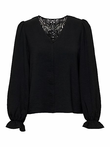 ONLY Spitzenbluse "ONLMETTE L/S LACE TOP WVN" Kunstfaser, regular fit günstig online kaufen
