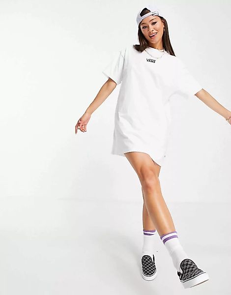 Vans – Center V – T-Shirtkleid in Weiß günstig online kaufen
