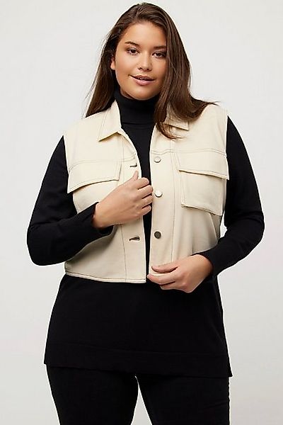 Ulla Popken Steppweste Sweatweste Jeansnähte Oversized Hemkragen ärmellos günstig online kaufen