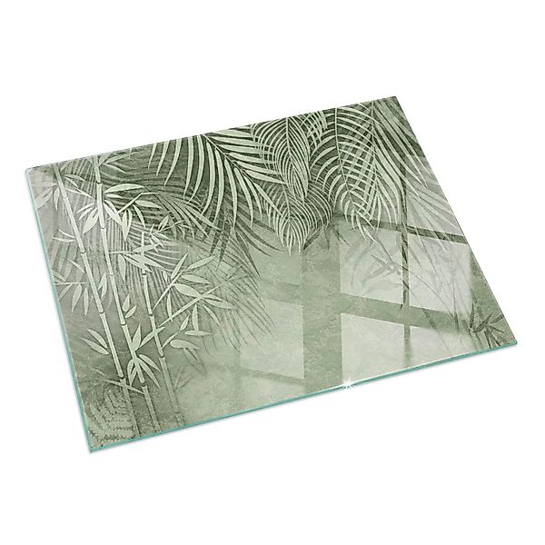 Tulup Glasplatte für Kamin Tropische Blätter im Hintergrund Glasplatte für günstig online kaufen