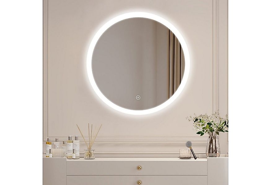 WDWRITTI Schminkspiegel Kosmetikspiegel Rund mit LED beleuchtung 60cm Wandm günstig online kaufen