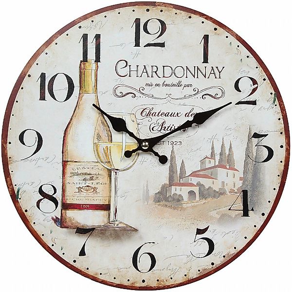 Ambiente Haus Wanduhr "Wanduhr - Wein 28cm" günstig online kaufen