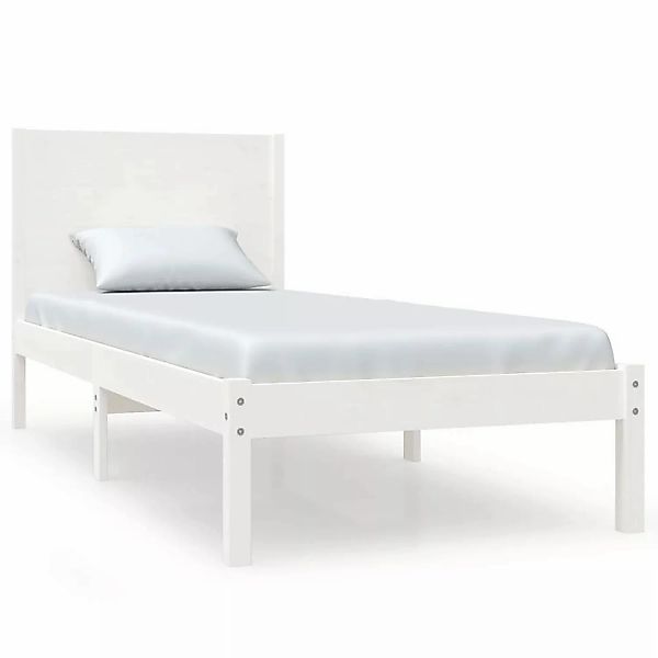 vidaXL Bett Massivholzbett ohne Matratze Weiß 100x200 cm Kiefernholz günstig online kaufen