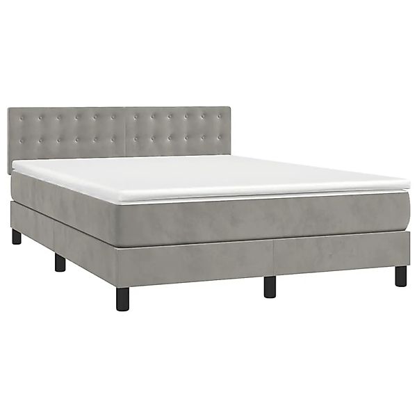 vidaXL Boxspringbett mit Matratze Hellgrau 140x190 cm Samt 3141539 günstig online kaufen