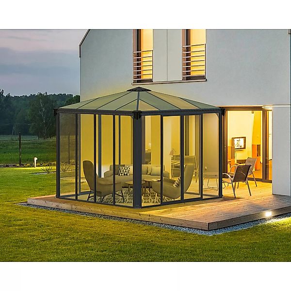Palram - Canopia  Ledro 3 x 3 geschlossener Pavillon Anthrazit Bronze günstig online kaufen
