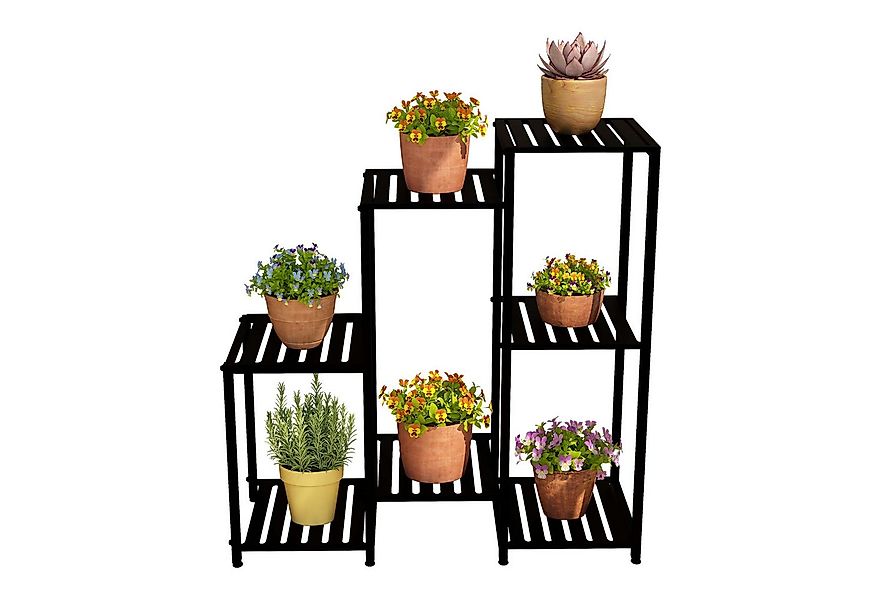 relaxdays Pflanzentreppe Blumenregal aus Metall, schwarz günstig online kaufen