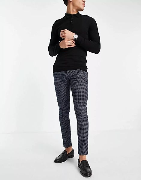 ASOS DESIGN – Elegante, enge Hose in Marineblau mit elastischem Taillenbund günstig online kaufen