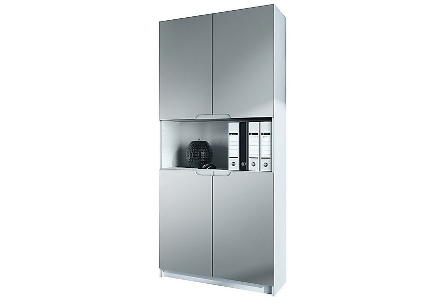 Vladon Aktenschrank Logan V2 (Aktenschrank, mit 5 Fächern und 4 Türen) Weiß günstig online kaufen