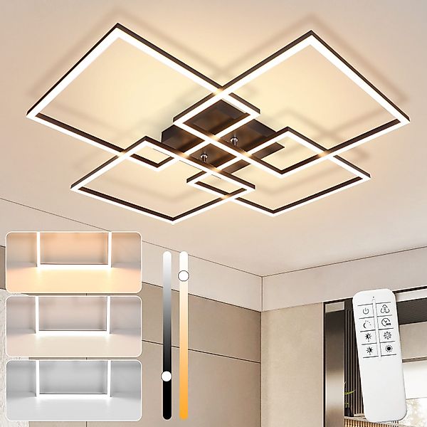 ZMH LED Deckenleuchte Wohnzimmer 72CM Schwarz/Silber günstig online kaufen