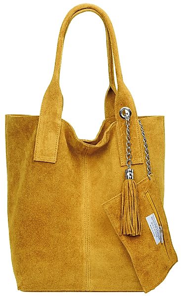 Caspar Schultertasche große Wildleder Shopper Damen günstig online kaufen