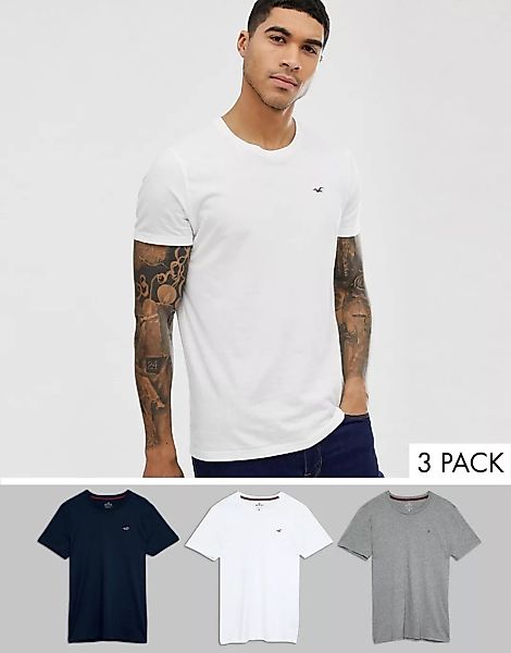 Hollister – Schmal geschnittene T-Shirts mit Rundhalsausschnitt und Seemöwe günstig online kaufen
