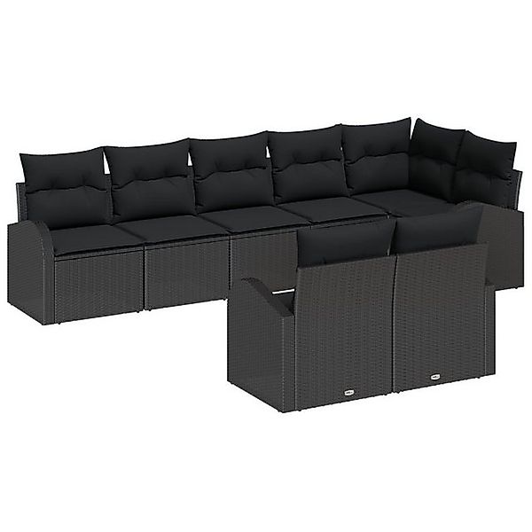 vidaXL Loungesofa 8-tlg. Garten-Sofagarnitur mit Kissen Schwarz Poly Rattan günstig online kaufen