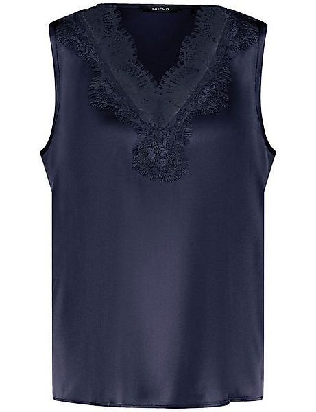 Taifun Spitzentop – Ärmelloses Satintop mit V-Ausschnitt - Spitzendetail günstig online kaufen
