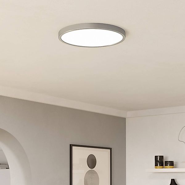 Kronleuchter Edale, 6xStoffschirm cappuccino, rund günstig online kaufen