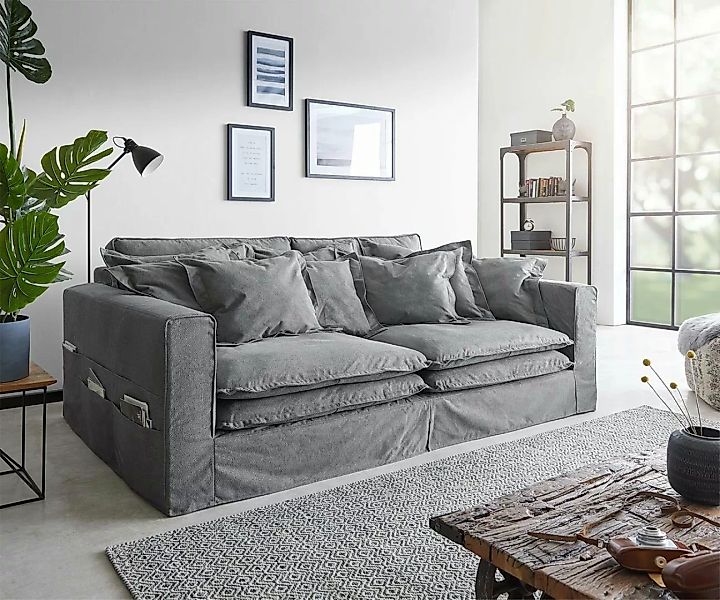 DELIFE Big-Sofa Noelia, Taupe 240x145 cm mit Kissen Hussensofa günstig online kaufen