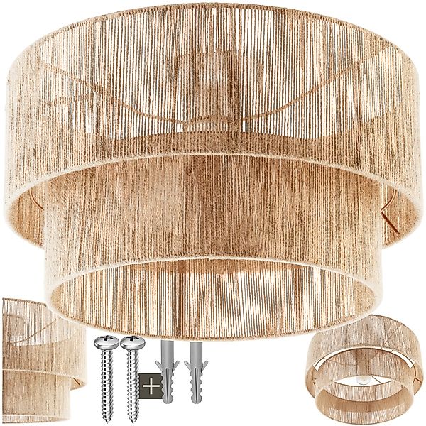 tectake Deckenleuchten Boho Jute-Lampe „Lignea Lux“ günstig online kaufen