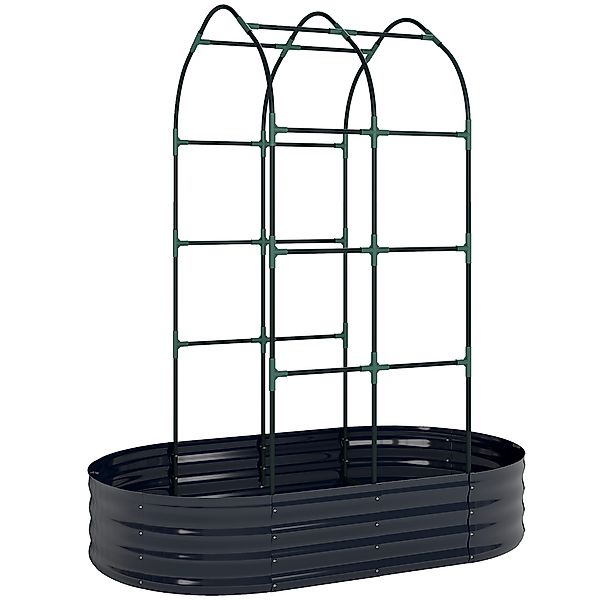 Outsunny Hochbeet mit Rankgitter, Metall Pflanzkasten mit Handschuhe Garten günstig online kaufen