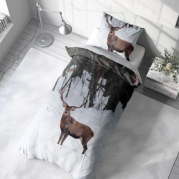 TRAUMSCHLAF Bettwäsche Hirsch, Flanell, 2 teilig, günstig online kaufen