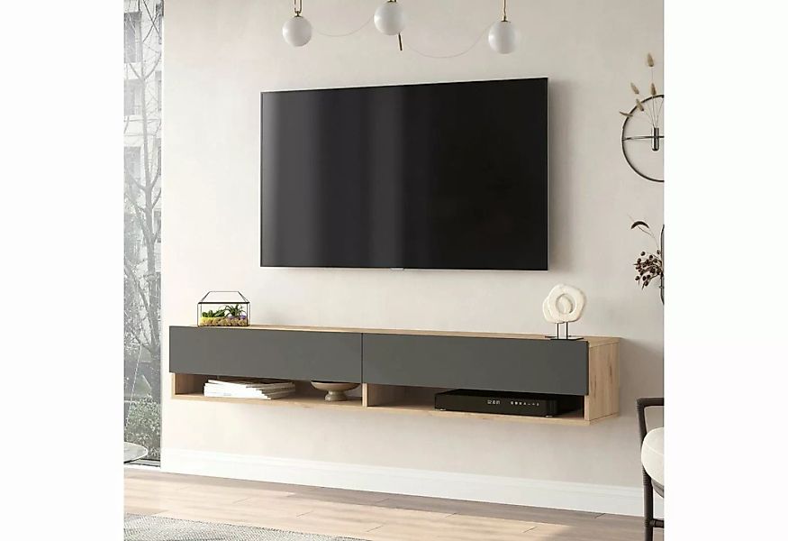 en.casa TV-Schrank »Laitila« TV Hängeboard 180x31,5x29,5cm Eiche/Anthrazit günstig online kaufen