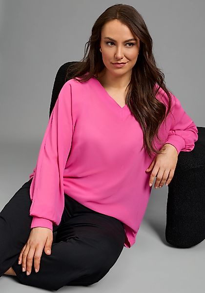 Laura Scott CURVE Shirtbluse mit sportivem Rippenbündchen günstig online kaufen