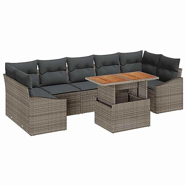 vidaXL Garten-Sofa-Set mit Kissen mit Speicher 8-Tlg Grau 3358540 günstig online kaufen