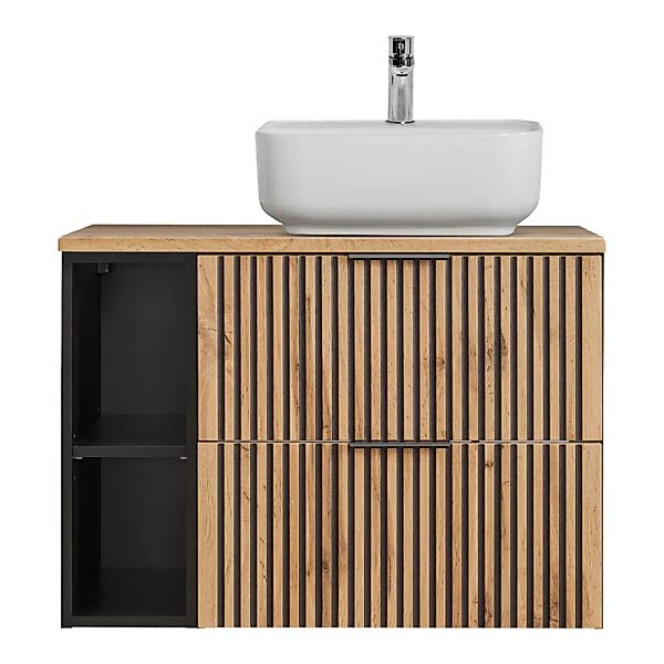 Waschbeckenunterschrank mit Aufsatzwaschbecken und Regal 80 cm breit XANTEN günstig online kaufen