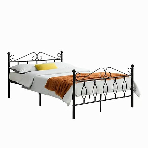 en.casa Metallbett, »Apolda« Metallbett mit Lattenrost schwarz 140x200 cm günstig online kaufen