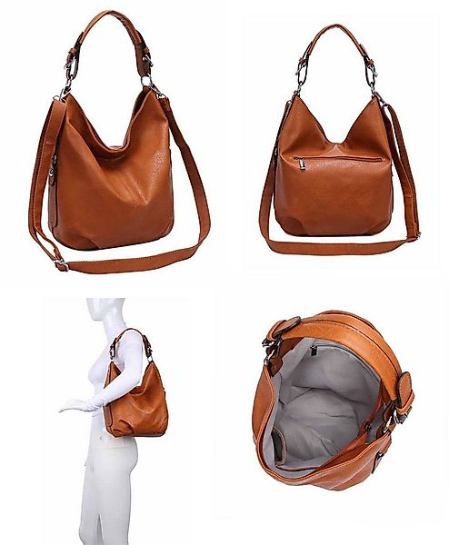 ITALYSHOP24 Schultertasche DAMEN SHOPPER Hobo Bag Umhängetasche Handtasche günstig online kaufen