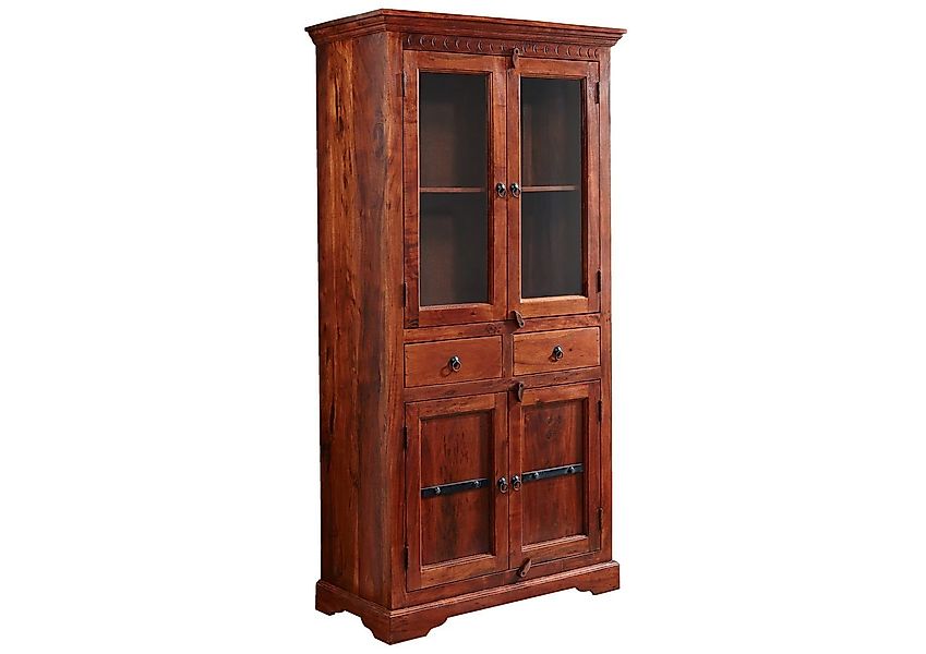 Massivmoebel24 Standvitrine (Vitrine Akazie 90x44x180 nougat günstig online kaufen