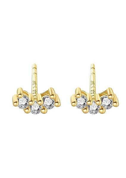 Dear Me Paar Ohrstecker Damen 585 Echtgold mit drei Zirkonia, Minimalistisc günstig online kaufen