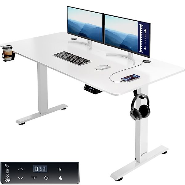Casaria Schreibtisch, Höhenverstellbar Elektrisch 140x60cm LCD- günstig online kaufen