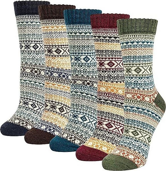 XDeer Socken 5 Paar Winter Socken Damen Dicke Wollsocken,Wandersocken Warme günstig online kaufen