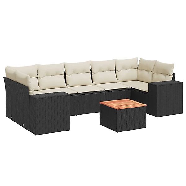 vidaXL 8-tlg Garten-Sofagarnitur mit Kissen Schwarz Poly Rattan Modell 68 günstig online kaufen