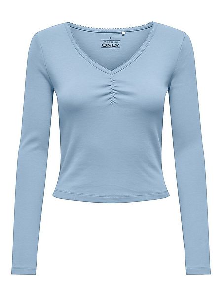 ONLY Langarmshirt ONLBETTY LIFE L/S SCALLOP V-NECK CC JRS mit Raffung am Au günstig online kaufen