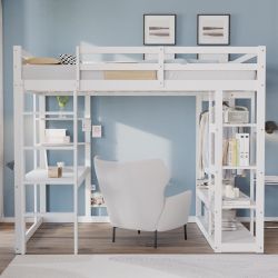 Merax Hochbett mit Stauraum und Sicherheitsleiter, günstig online kaufen