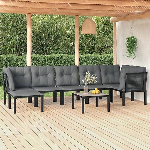 Vidaxl 8-tlg. Garten-lounge-set Schwarz Und Grau Poly Rattan günstig online kaufen