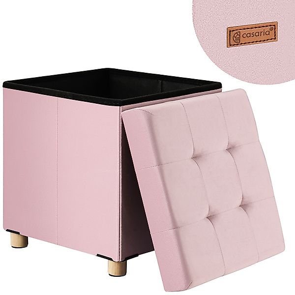 Casaria Sitzhocker, Samt Rosa Faltbar inkl. Füßen 38x38cm 300kg Belastbarke günstig online kaufen