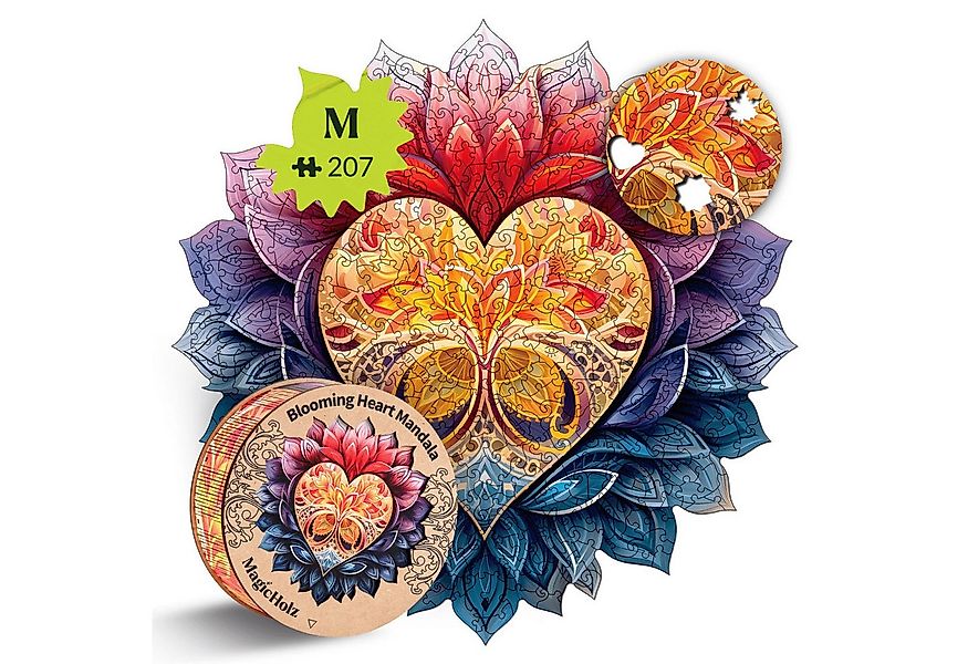 MagicHolz Puzzle MagicHolz Blühendes Herz Mandala Holzpuzzle, 297 Puzzletei günstig online kaufen