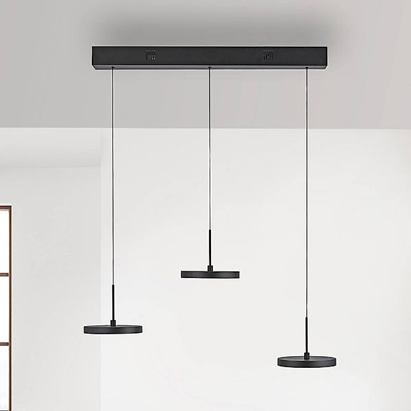 JUST LIGHT. LED-Hängeleuchte Plata, schwarz, 3-fl., 3.000 K günstig online kaufen