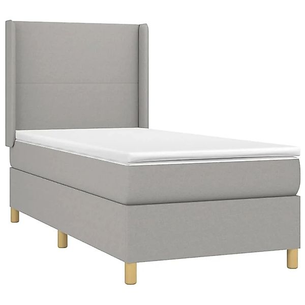 vidaXL Boxspringbett mit Matratze & LED Hellgrau 90x190 cm Stoff 3138677 günstig online kaufen