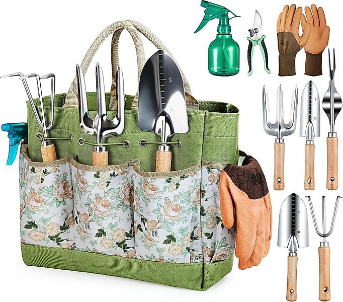 ibettertec Gartenpflege-Set Gartenwerkzeug Set 9-teilig Gartengeräte mit er günstig online kaufen