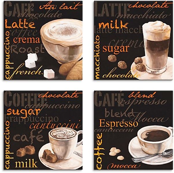 Artland Leinwandbild "Cappuccino Macchiato Coffee Espresso", Getränke, (4 S günstig online kaufen