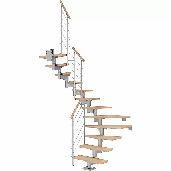 Dolle Mittelholmtreppe Cork Buche Perlgrau GH b. 270 cm 1/2 Gewendelt 75 cm günstig online kaufen